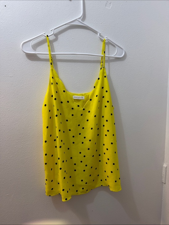 Socialite Tops - Socialite Bright Yellow Polka Dot Cami Top